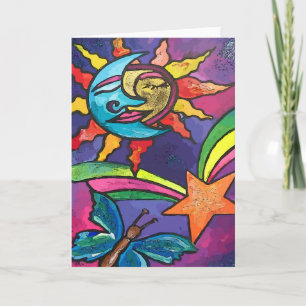 Sun Moon Stars Grußkarte Karte