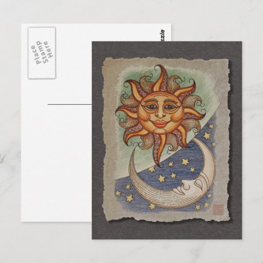 Sun Moon & Stars Postkarte (Vorne/Hinten)