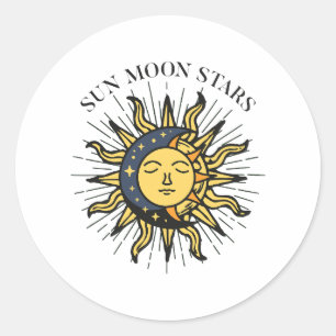 Sun Moon Stars Runder Aufkleber