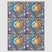 Sun Moon Stars Whimsical Decoupage Seidenpapier (Vorderseite)
