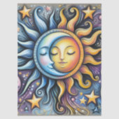 Sun Moon Stars Whimsical Decoupage Seidenpapier (Vorderseite)