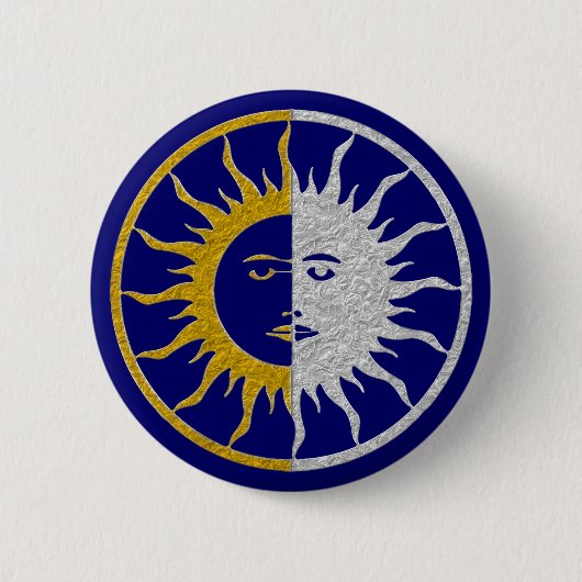 SUN & MOON Symbol - Gold Silber Button (Vorderseite)