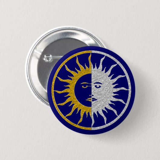 SUN & MOON Symbol - Gold Silber Button (Vorne & Hinten)