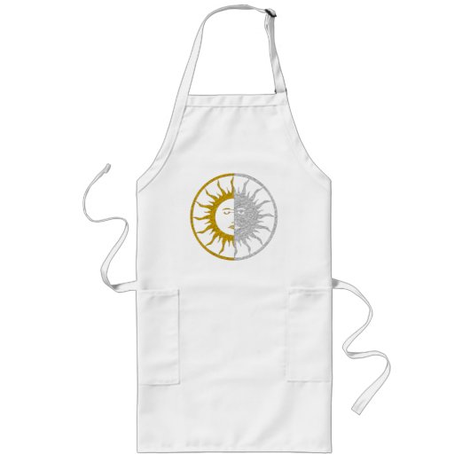 SUN & MOON Symbol - Gold Silber Lange Schürze (Vorne)