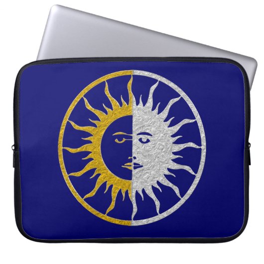 SUN & MOON Symbol - Gold Silber Laptopschutzhülle (Vorderseite)