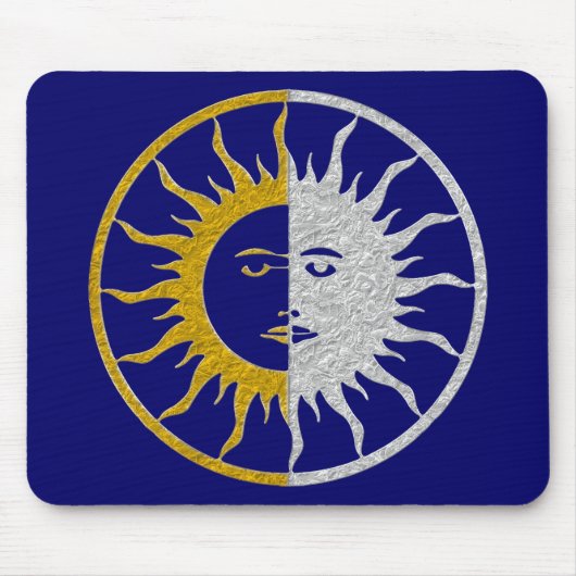 SUN & MOON Symbol - Gold Silber Mousepad (Vorne)