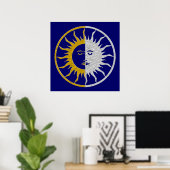 SUN & MOON Symbol - Gold Silber Poster (Heimbüro)