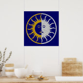 SUN & MOON Symbol - Gold Silber Poster (Küche)