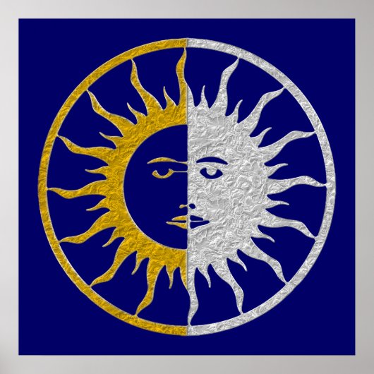 SUN & MOON Symbol - Gold Silber Poster (Vorne)