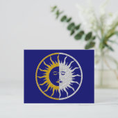 SUN & MOON Symbol - Gold Silber Postkarte (Stehend Vorderseite)