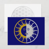 SUN & MOON Symbol - Gold Silber Postkarte (Vorne/Hinten)