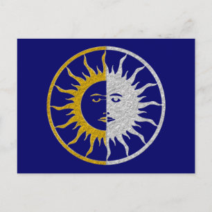 SUN & MOON Symbol - Gold Silber Postkarte