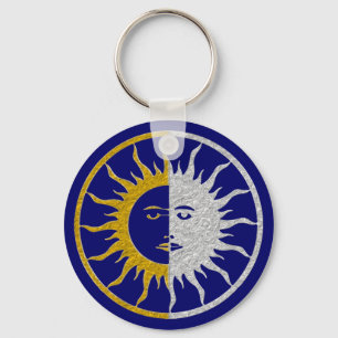 SUN & MOON Symbol - Gold Silber Schlüsselanhänger