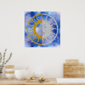 SUN & MOON Symbol - Gold Silber Sky Poster (Küche)