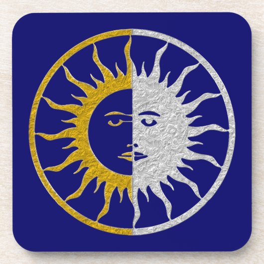 SUN & MOON Symbol - Gold Silber Untersetzer (Vorderseite)