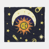 Sun Moon und Himmelskörper Fleecedecke (Vorderseite (Horizontal))