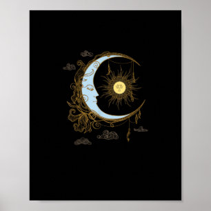 Sun Moon Vintag 90er Hexe Whimsigoth Ästhetik Poster