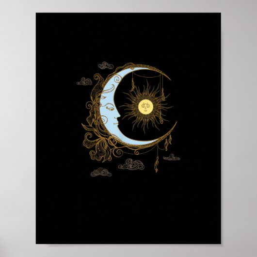 Sun Moon Vintag 90er Hexe Whimsigoth Ästhetik Poster (Vorne)