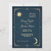 Sun & Moon Vintag Blue Wedding Einladung (Vorderseite)