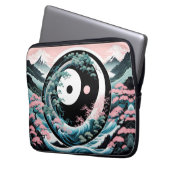 Sun Moon Wave Floral Mountain Pink Sage Aquamarin Laptopschutzhülle (Vorderseite Links)