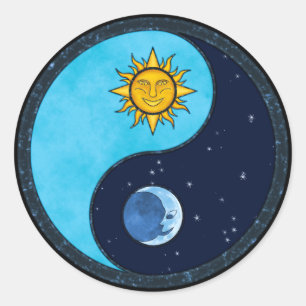 Sun Moon Yin Yang Runder Aufkleber