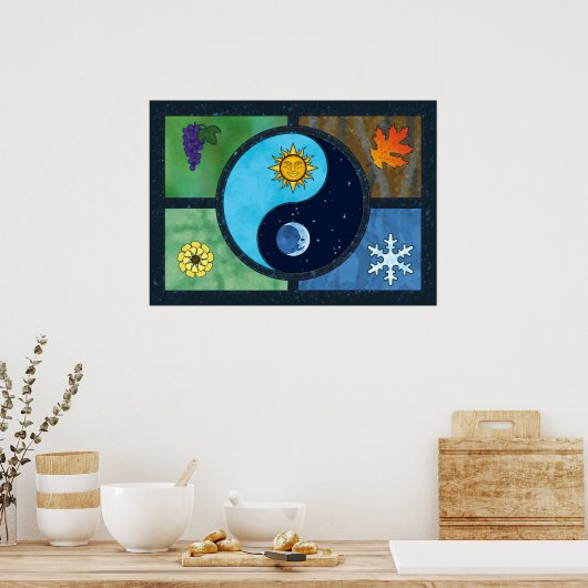 Sun Moon Yin Yang Symbol Art Poster (Küche)