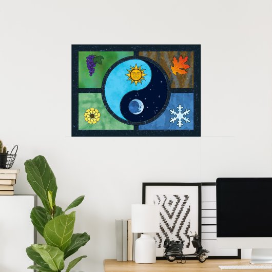 Sun Moon Yin Yang Symbol Art Poster (Heimbüro)