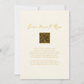 Sun Ocean QR Code UAWG Gold auf Cream Wedding Einladung (Rückseite)