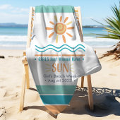 Sun Ocean Waves Girls Week Personalisiert Strandtuch