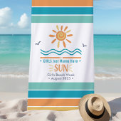 Sun Ocean Waves Girls Week Personalisiert Strandtuch
