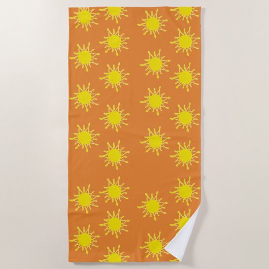Sun Orange Yellow Beach Handtuch (Vorderseite)