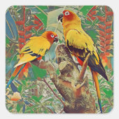 Sun Parakeets Quadratischer Aufkleber (Vorderseite)