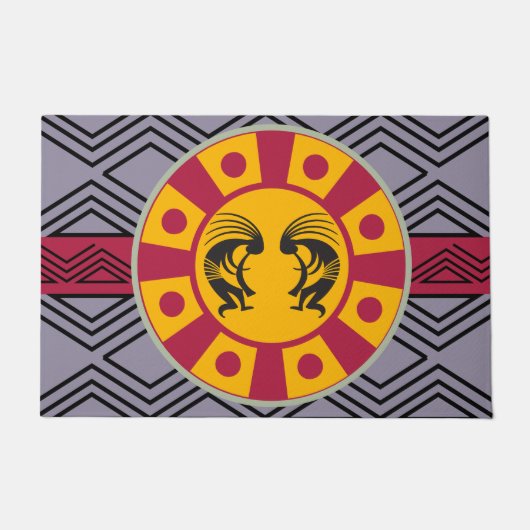 Sun Pattern Southwest Kokopelli Fußmatte (Vorderseite)