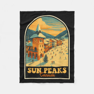 Sun Peaks Kanada Vintage-Design Retro-Ski-Dorf Fleecedecke