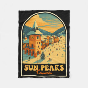 Sun Peaks Kanada Vintage-Design Retro-Ski-Dorf  Fleecedecke