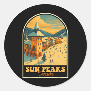 Sun Peaks Kanada Vintage Design Retro Skidorf Runder Aufkleber