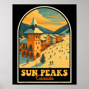Sun Peaks Kanada Vintages Design Retro Ski Village Poster