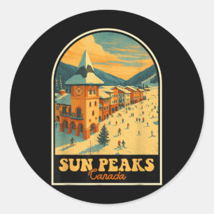 Sun Peaks Kanada Vintages Design Retro Ski Village Runder Aufkleber