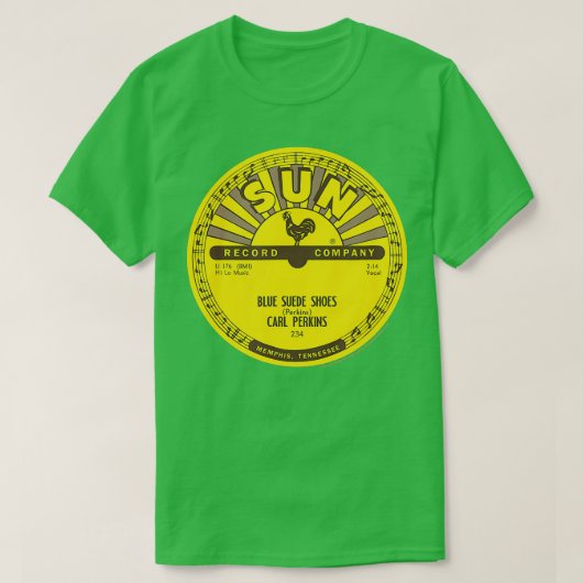 Sun Platten Vinyl Carl Perkins Blue Wildlederschuh T-Shirt (Design vorne)
