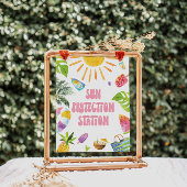 Sun Protection Station Pool Party Sign Poster