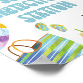 Sun Protection Station Pool Party Sign Poster (Ecke)