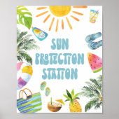 Sun Protection Station Pool Party Sign Poster (Vorne)