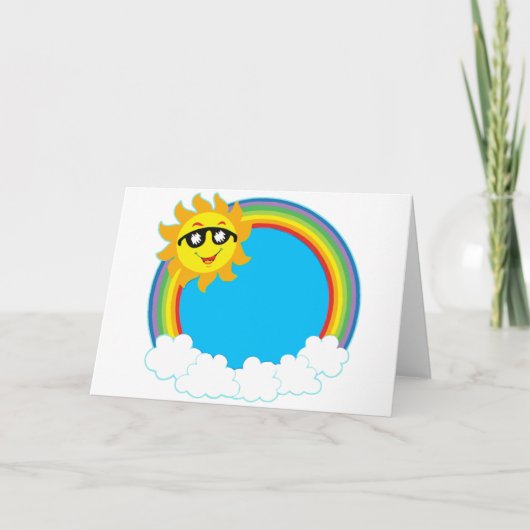 Sun & Rainbow Wreath mit Wolken Feiertagskarte (Vorderseite)