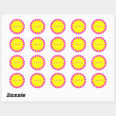 Sun Ray Template - 3 - Magenta & Yellow Runder Aufkleber (Blatt)