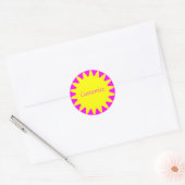 Sun Ray Template - 3 - Magenta & Yellow Runder Aufkleber (Umschlag)