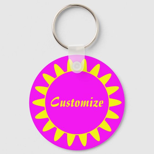 Sun Ray Template - 3 - Magenta & Yellow v1 Schlüsselanhänger (Vorderseite)
