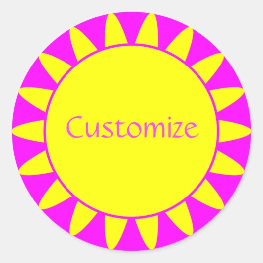 Sun Ray Template - 3 - Magenta & Yellow v2 Runder Aufkleber (Vorderseite)