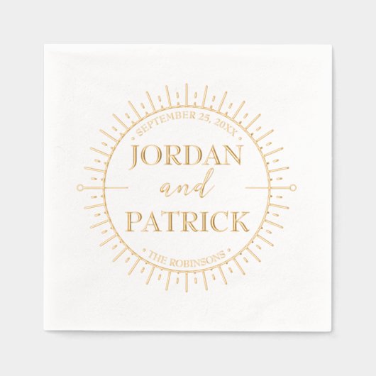 Sun Rays Celestial Personalisiert Wedding Napkins Servietten Mit Folie (Vorderseite)