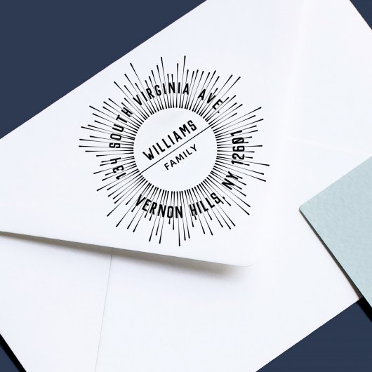 Sun Rays Moderne elegante Rücksendeadresse Gummistempel