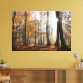 Sun Rays Mystic Misty Forest Wrapped Leinwanddruck (Insitu (Wohnzimmer))
